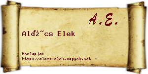 Alács Elek névjegykártya